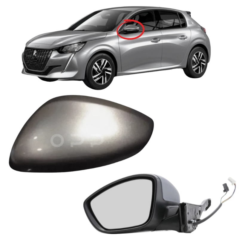 Peugeot 208 2012-2019 Door Wing Mirror Complete Electric Heated Gris Artense KCA