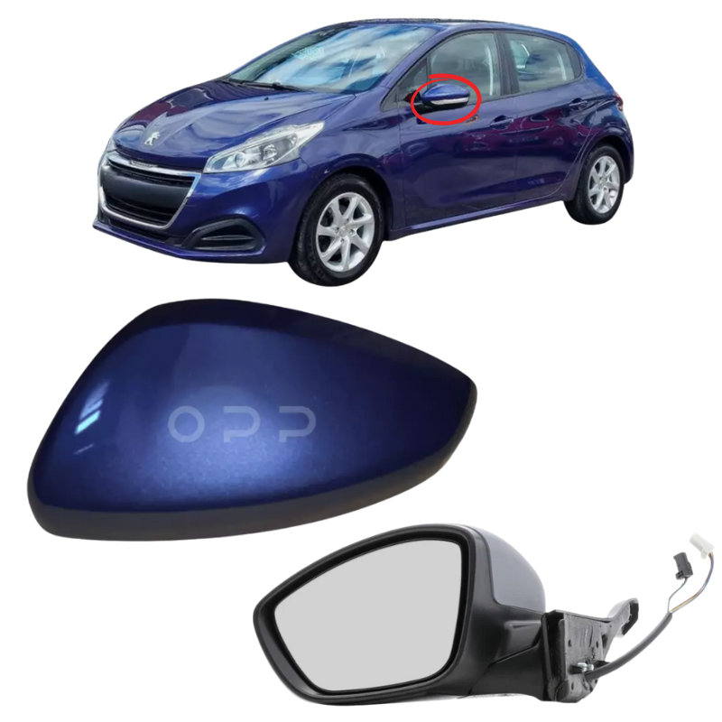 Peugeot 208 2012-2019 Door Wing Mirror Complete Electric Heated Virtual Blue KUC