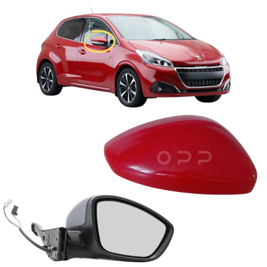 Peugeot 208 2012-2019 Door Wing Mirror Complete Electric Heated Aden Red KKN