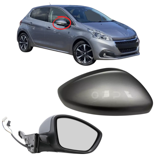 Peugeot 208 2012-2019 Door Wing Mirror Complete Electric Heated Grey Aluminium EZR