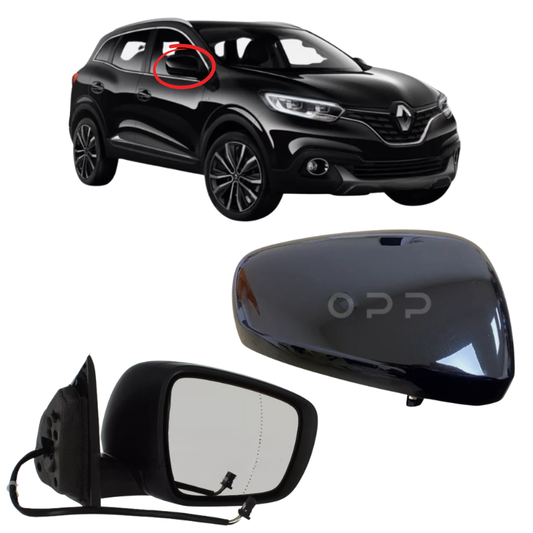 Renault Kadjar 2015-2023 Door Wing Mirror Complete Electric Heated GNE Black