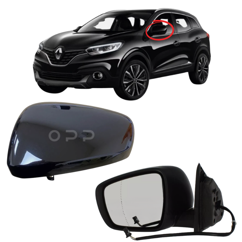 Renault Kadjar 2015-2023 Door Wing Mirror Complete Electric Heated GNE Black