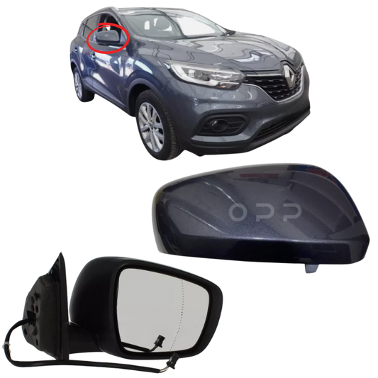 Renault Kadjar 2015-2023 Door Wing Mirror Complete Electric Heated Grey KPN