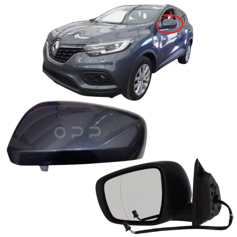 Renault Kadjar 2015-2023 Door Wing Mirror Complete Electric Heated Grey KPN