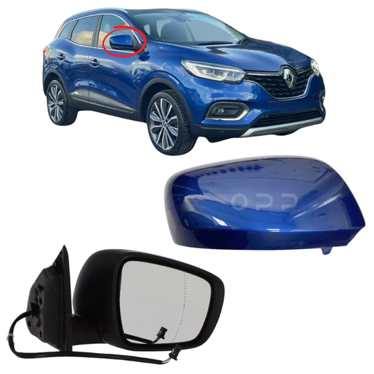 Renault Kadjar 2015-2023 Door Wing Mirror Complete Electric Heated Blue RQH