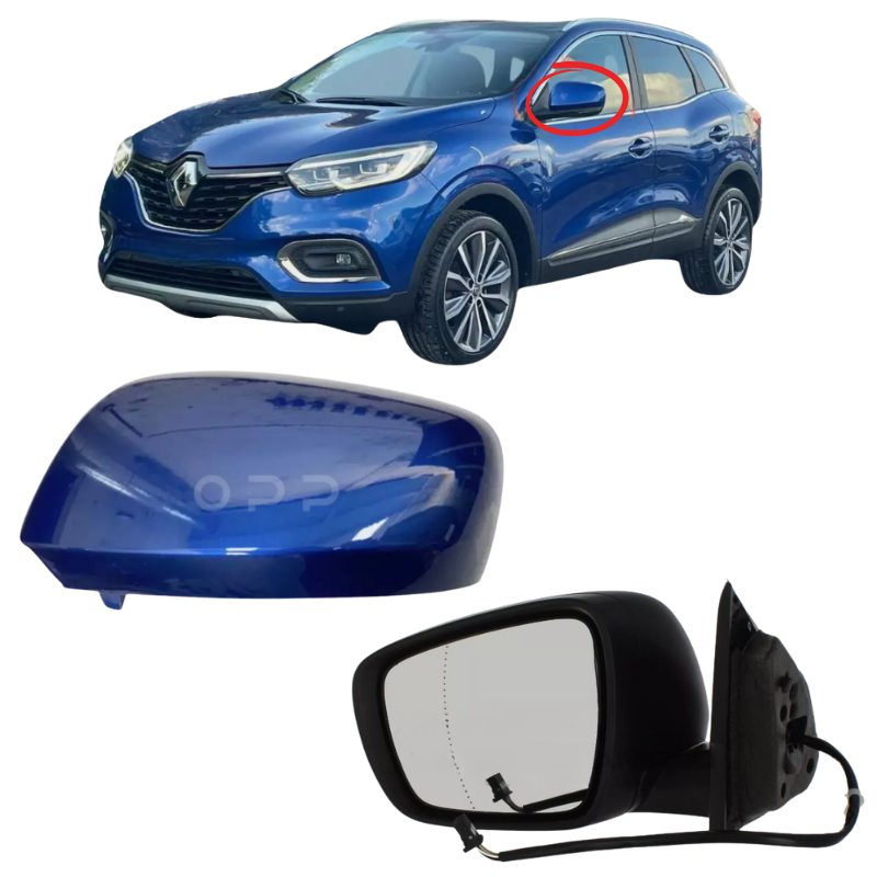 Renault Kadjar 2015-2023 Door Wing Mirror Complete Electric Heated Blue RQH