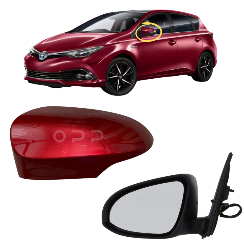 Toyota Auris 2013-2019 Door Wing Mirror Complete Electric Heated Red