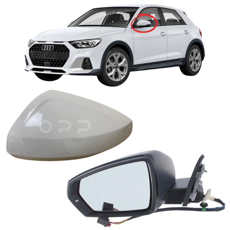 Audi A1 2018- Door Wing Mirror Complete Electric Heated White
