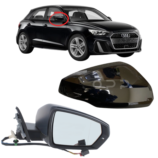 Audi A1 2018- Door Wing Mirror Complete Electric Heated Black