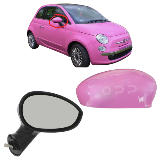 Fiat 500 2008-2017 Door Wing Mirror Complete Electric Painted Barbie Rosso Pink