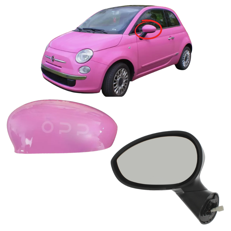 Fiat 500 2008-2017 Door Wing Mirror Complete Electric Painted Barbie Rosso Pink