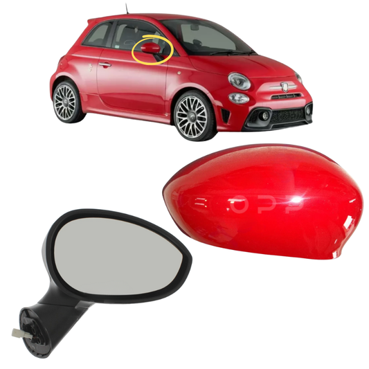 Fiat 500 2008-2017 Door Wing Mirror Complete Electric Painted Rosso Red