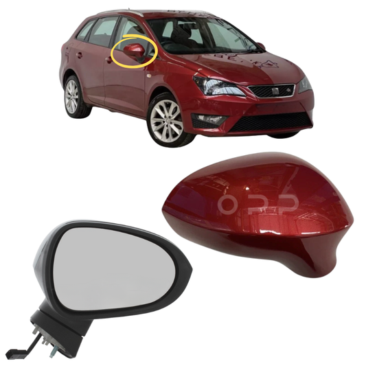 Seat Ibiza 2008-2017 Door Wing Mirror Complete Painted Dark Red