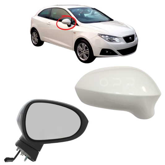 Seat Ibiza 2008-2017 Door Wing Mirror Complete Painted Candy White LB9A