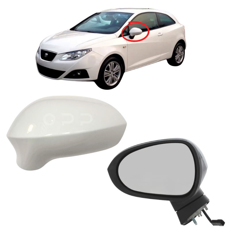 Seat Ibiza 2008-2017 Door Wing Mirror Complete Painted Candy White LB9A