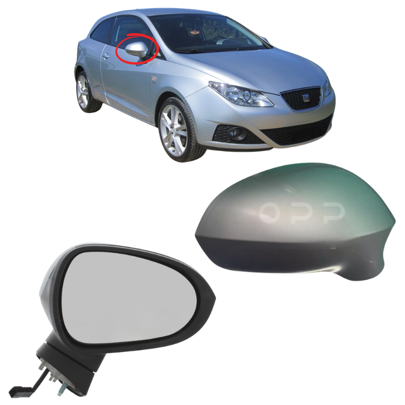 Seat Ibiza 2008-2017 Door Wing Mirror Complete Painted Florett Silver
