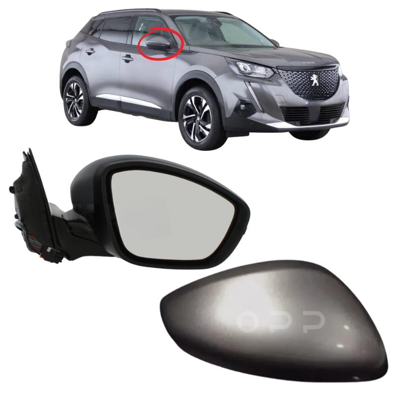 Peugeot 2008 2019- Door Wing Mirror Complete Painted Artense Grey KCA