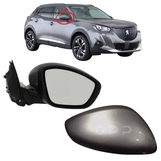 Peugeot 2008 2019- Door Wing Mirror Complete Painted Artense Grey KCA