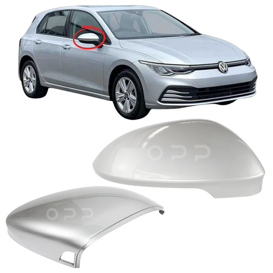 VW Golf MK8 2020- Door Wing Mirror Cover Painted Reflex Silver LA7W Lane Assist