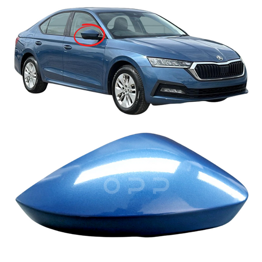 Skoda Octavia 2020- Door Wing Mirror Cover Painted Titan Blue Metallic