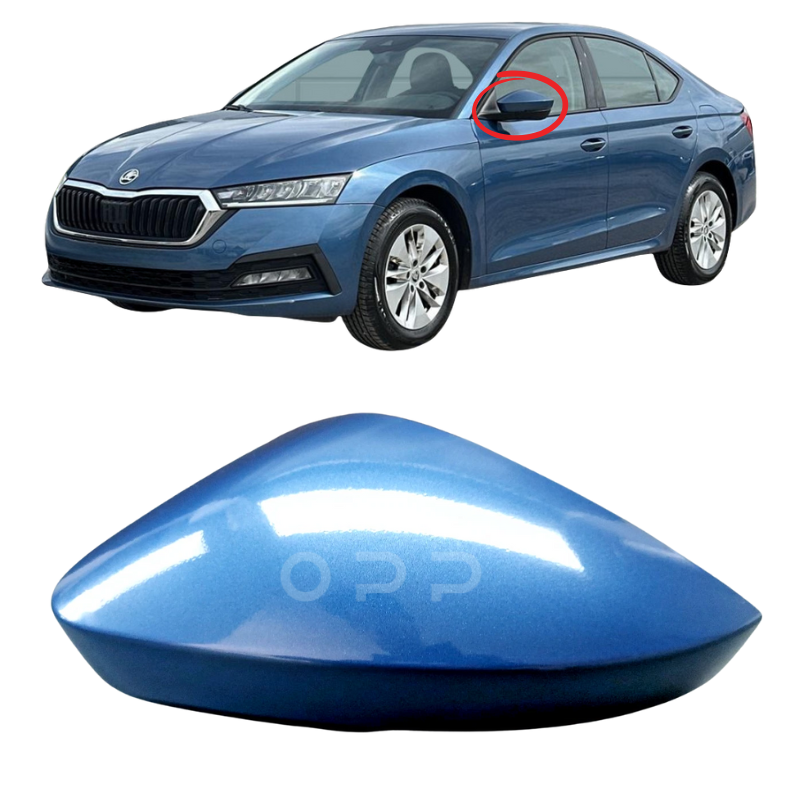 Skoda Octavia 2020- Door Wing Mirror Cover Painted Titan Blue Metallic