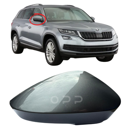Skoda Kodiaq 2016-2022 Door Wing Mirror Cover Painted Metallic Grey (BLIND SPOT)