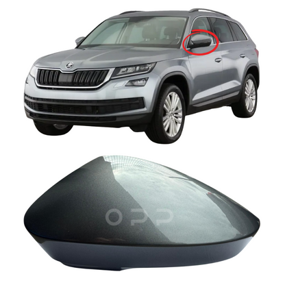 Skoda Kodiaq 2016-2022 Door Wing Mirror Cover Painted Metallic Grey (BLIND SPOT)