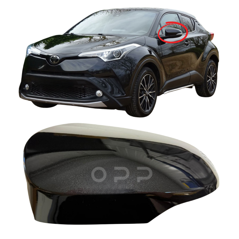 Toyota CH-R 2016-2023 Door Wing Mirror Cover Painted Metallic Black