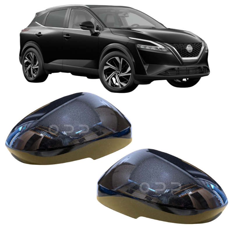 Nissan Qashqai 2021-2024 Door Wing Mirror Cover Painted Metallic Black