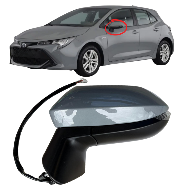 Toyota Corolla 2019-2023 Door Wing Mirror Complete Painted Metallic Grey Electric