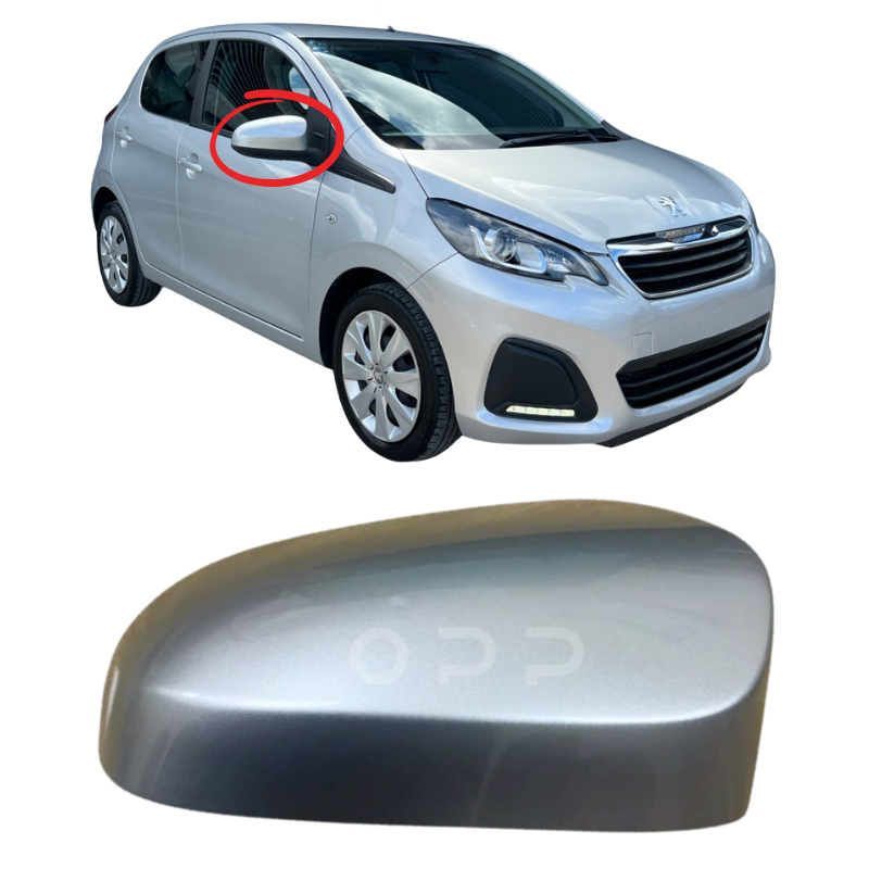 Peugeot 108 2014-2022 Door Wing Mirror Cover Painted Silver