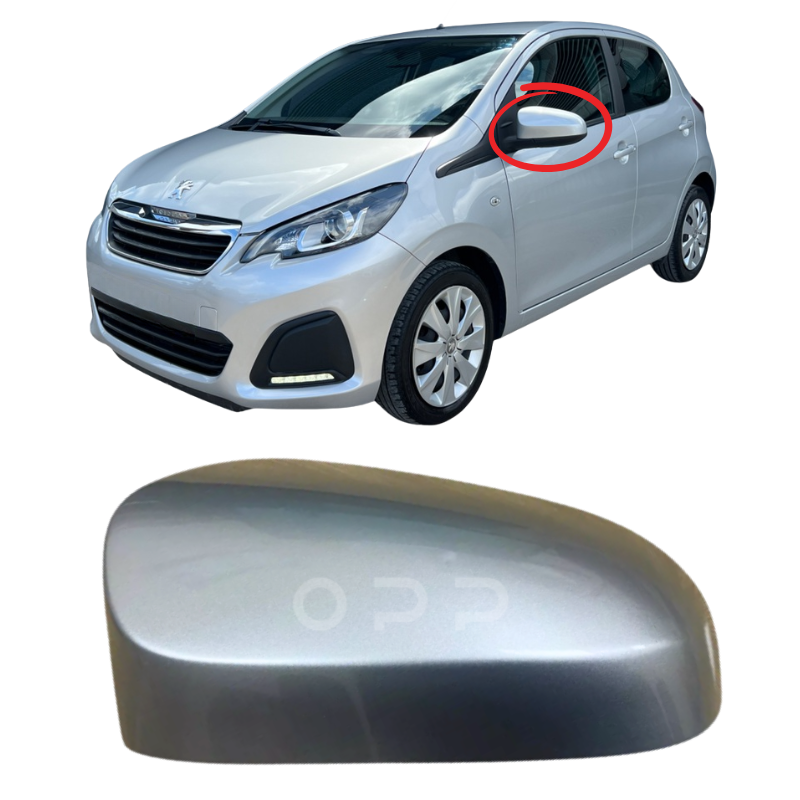 Peugeot 108 2014-2022 Door Wing Mirror Cover Painted Silver