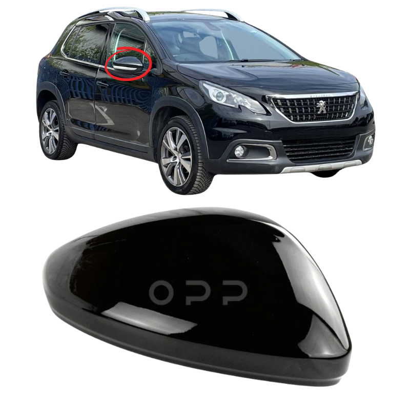 Peugeot 2008 2013-2019 Door Wing Mirror Cover Painted Gloss Black