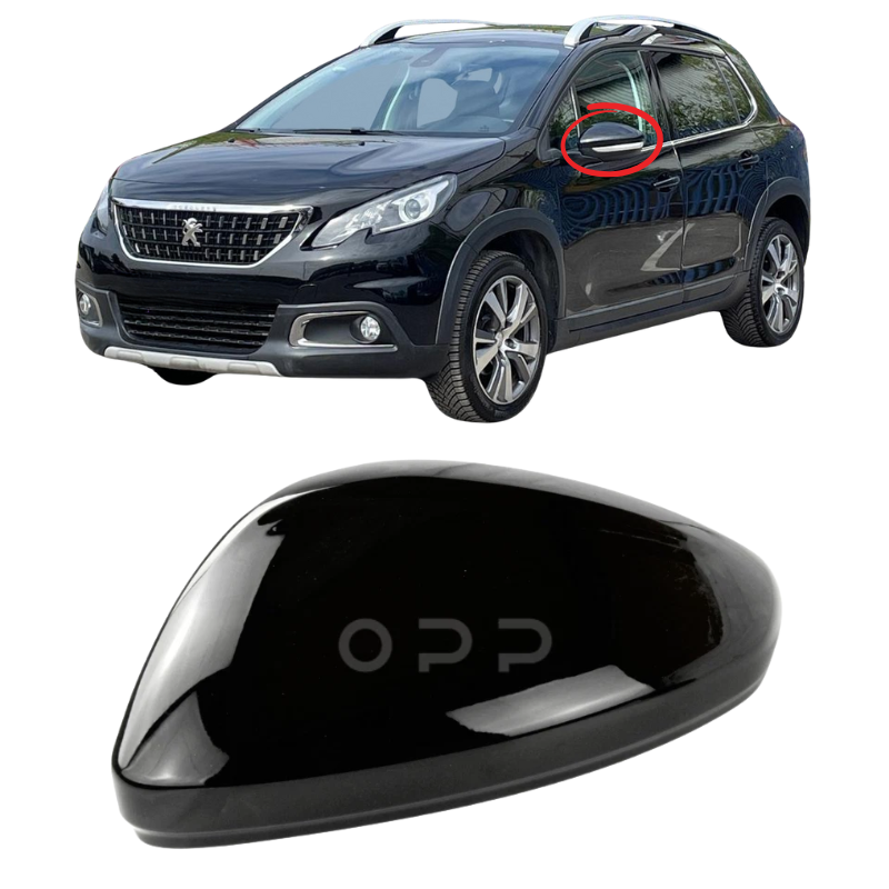 Peugeot 2008 2013-2019 Door Wing Mirror Cover Painted Gloss Black