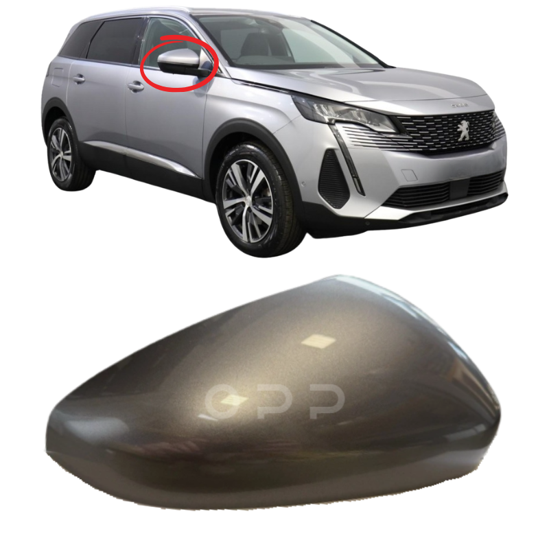Peugeot 5008 2018- Door Wing Mirror Cover Painted Artense Grey