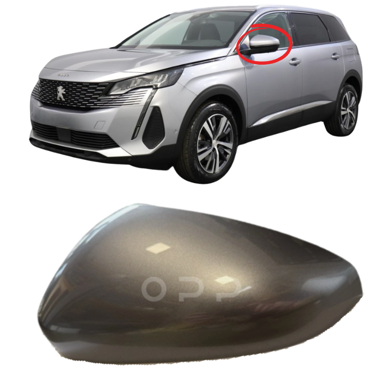 Peugeot 5008 2018- Door Wing Mirror Cover Painted Artense Grey