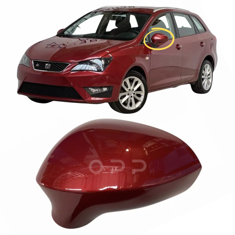 Seat Ibiza 2008-2017 Door Wing Mirror Cover Painted Dark Red
