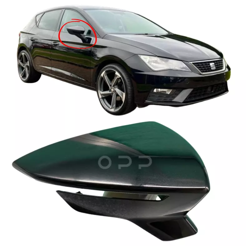 Seat Leon 2012-2021 Door Wing Mirror Cover Painted Black