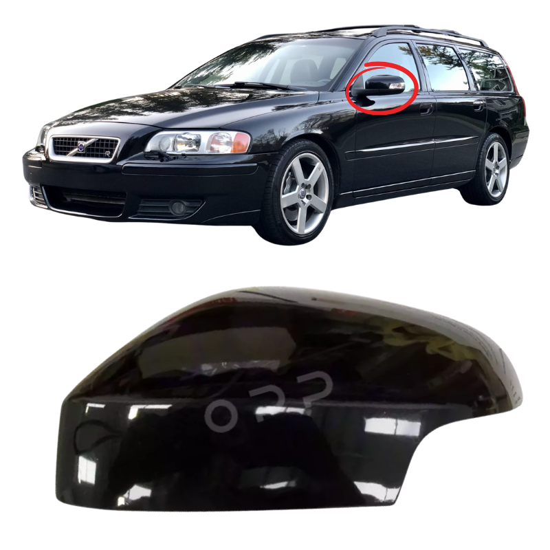 Volvo V70 Estate 2007-2010 Door Wing Mirror Cover Painted Black