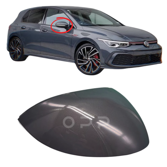 VW Golf MK8 2020- Door Wing Mirror Cover Painted Dolphin Grey