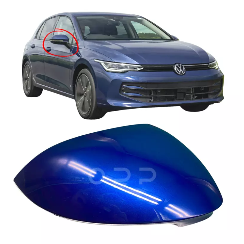VW Golf MK8 2020- Door Wing Mirror Cover Painted Lapiz Blue Lane Assist