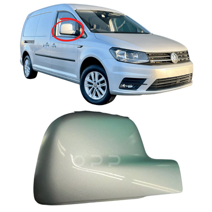VW Caddy 2004-2021 Door Wing Mirror Cover Set 3 Piece With Painted Cover Reflex Silver LA7W
