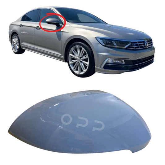 VW Passat MK7 B8 2015- Door Wing Mirror Cover Painted Moonstone Silver