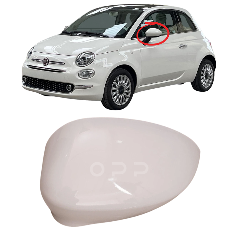 Fiat 500 2008-2023 Door Wing Mirror Cover Painted Bianco White 268/A